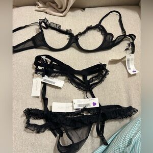 Journelle Black Sheer Lace Bra Set